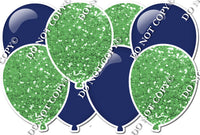 Lime Sparkle & Flat Navy Blue - Horizontal Balloon Panel