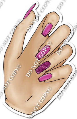 Light Skin Tone Hand with Hot Pink Nails w/ Variants