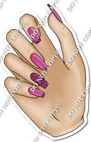 Light Skin Tone Hand with Hot Pink Nails w/ Variants