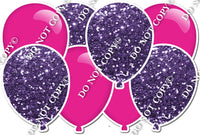 Purple Sparkle & Flat Hot Pink - Horizontal Balloon Panel