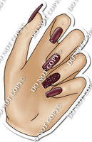 Light Skin Tone Hand with Burgundy Nails w/ Variants