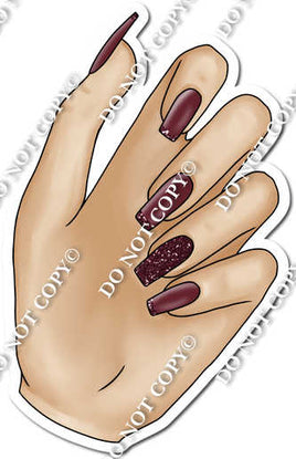 Light Skin Tone Hand with Burgundy Nails w/ Variants