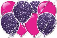 Purple Sparkle & Flat Hot Pink - Horizontal Balloon Panel