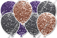 Rose Gold, Silver, & Purple Sparkle - Horizontal Balloon Panel