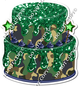 2 Tier Green Sparkle & Camo Cake