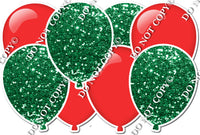 Green Sparkle & Flat Red - Horizontal Balloon Panel