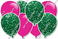 Green Sparkle & Flat Hot Pink - Horizontal Balloon Panel