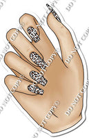 Light Skin Tone Hand with White Leopard Nails w/ Variants