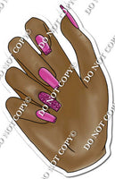 Dark Skin Tone Hand with Hot Pink Nails w/ Variants
