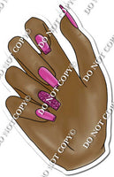 Dark Skin Tone Hand with Hot Pink Nails