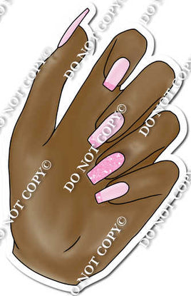 Dark Skin Tone Hand with Baby Pink Nails w/ Variants