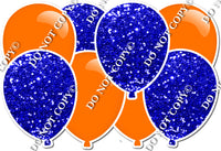 Flat Orange & Blue Sparkle - Horizontal Balloon Panel