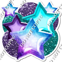 Galaxy, Teal, Purple Foil Balloon & Star Bundle