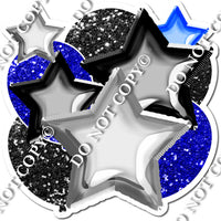 Silver, Black, Blue Foil Balloon & Star Bundle