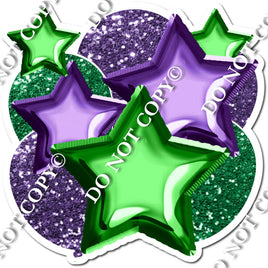 Green & Violet Foil Balloon & Star Bundle