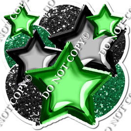 Green & Black Foil Balloon & Star Bundle