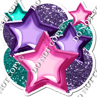 Hot Pink, Teal, Violet Foil Balloon & Star Bundle