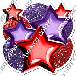 Red & Violet Foil Balloon & Star Bundle