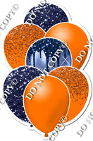 Orange & Navy Blue Sparkle Balloon Bundle