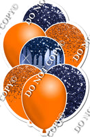 Orange & Navy Blue Sparkle Balloon Bundle