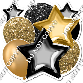 Gold & Black Graduation Balloon & Star Bundle