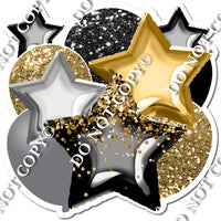 Black, Gold, Silver Graduation Balloon & Star Bundle