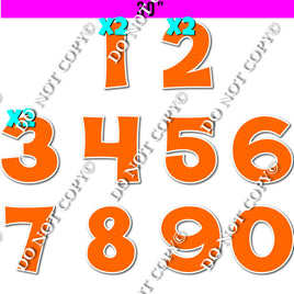 30" - 13 pc XL KG Flat Orange - 0-9 Number Set