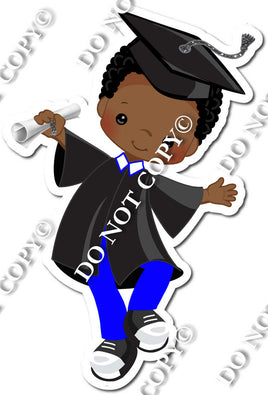 Graduation Dark Skin Tone Boy in Blue Yard Cards
