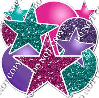 Hot Pink, Teal, Purple Balloon & Star Bundle