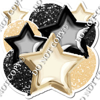 Champagne & Black Foil Balloon & Star Bundle