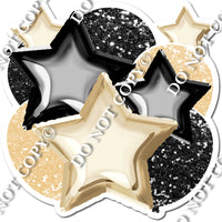 Champagne & Black Foil Balloon & Star Bundle