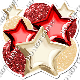 Champagne & Red Foil Balloon & Star Bundle