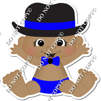 Dark Skin Tone Boy with Top Hat - Blue - w/ Variants