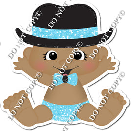 Dark Skin Tone Boy with Top Hat - Baby Blue - w/ Variants