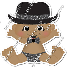 Dark Skin Tone Boy with Top Hat - Silver -