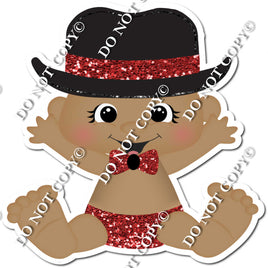 Dark Skin Tone Boy with Top Hat - Red -