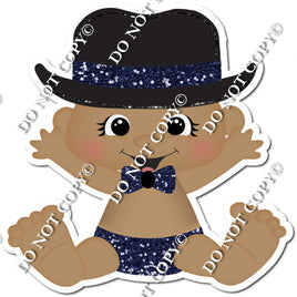 Dark Skin Tone Boy with Top Hat - Navy Blue -