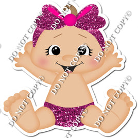 Light Skin Tone Girl Baby - Hot Pink