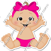 Light Skin Tone Girl Baby - Hot Pink w/ Variants