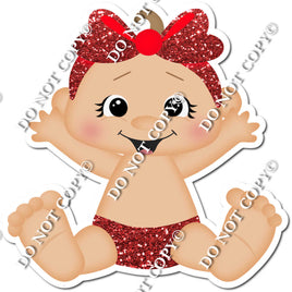 Light Skin Tone Girl Baby - Red
