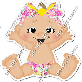 Light Skin Tone Girl Baby - Floral