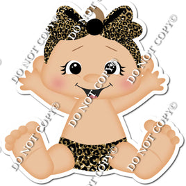 Light Skin Tone Girl Baby - Gold Leopard