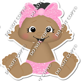 Dark Skin Tone Girl Baby - Baby Pink