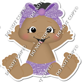 Dark Skin Tone Girl Baby - Lavender