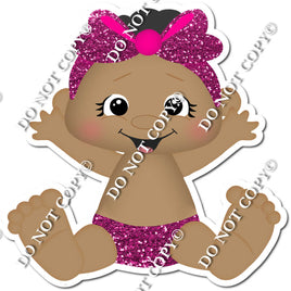 Dark Skin Tone Girl Baby - Hot Pink