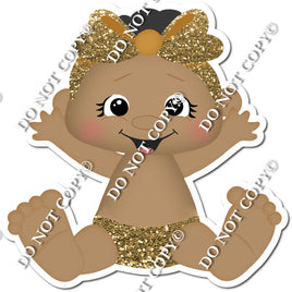 Dark Skin Tone Girl Baby - Gold