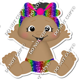 Dark Skin Tone Girl Baby - Rainbow