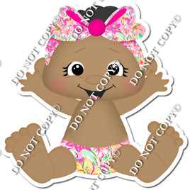 Dark Skin Tone Girl Baby - Floral