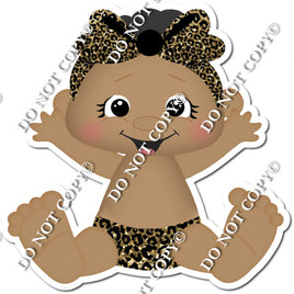 Dark Skin Tone Girl Baby - Gold Leopard