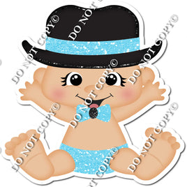 Light Skin Tone Boy with Top Hat - Baby Blue -